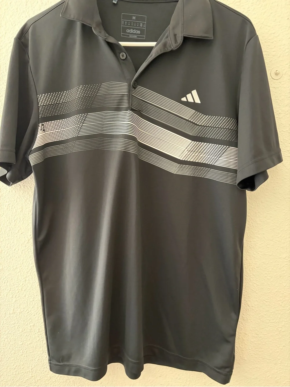 Adidas Men's Core Chest Stipe Polo Shirt Black Size M